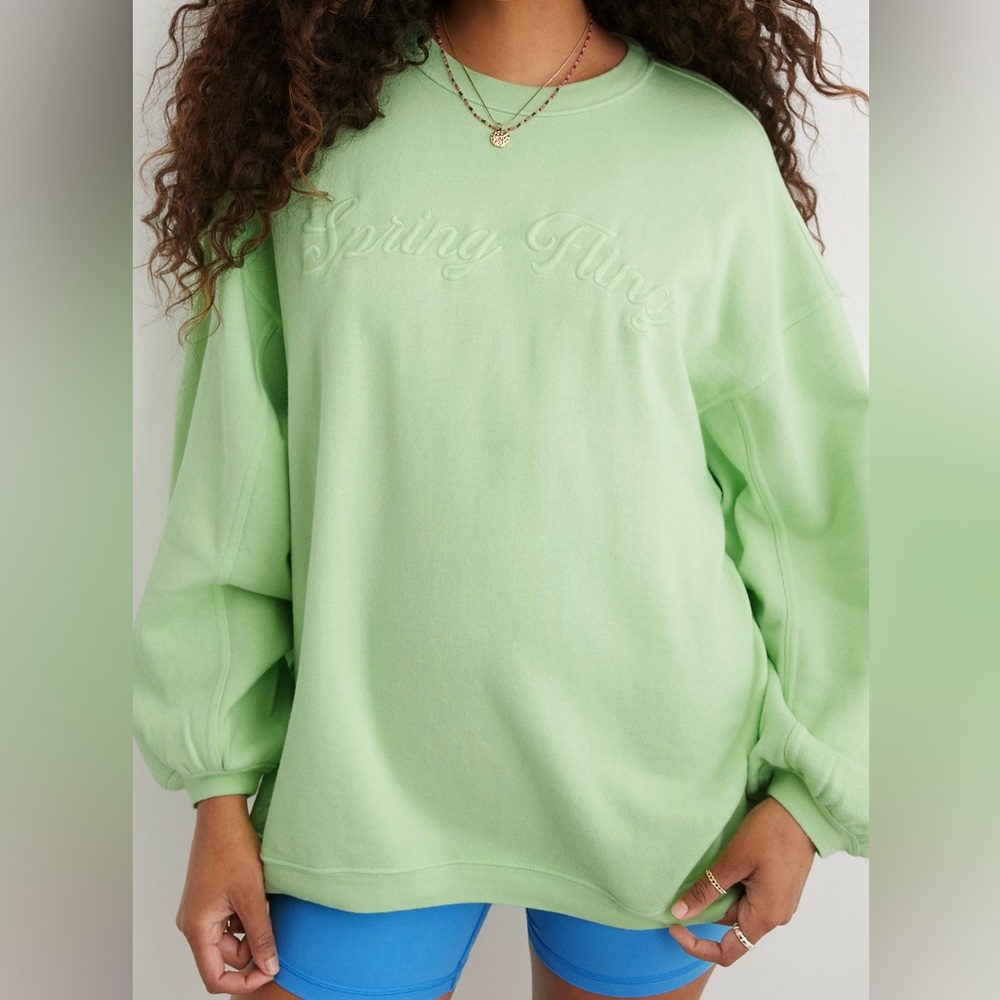 AERIE American Eagle Real Crew Spring Fling Oversized Sweatshirt Small NWT